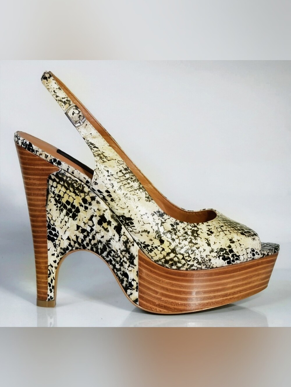 💛🖤 Steve Madden Luxe "Melo" Snake-Print Heels, Size 7.5